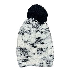 Loft Beanie Hat with Pom White and Black OSFA
